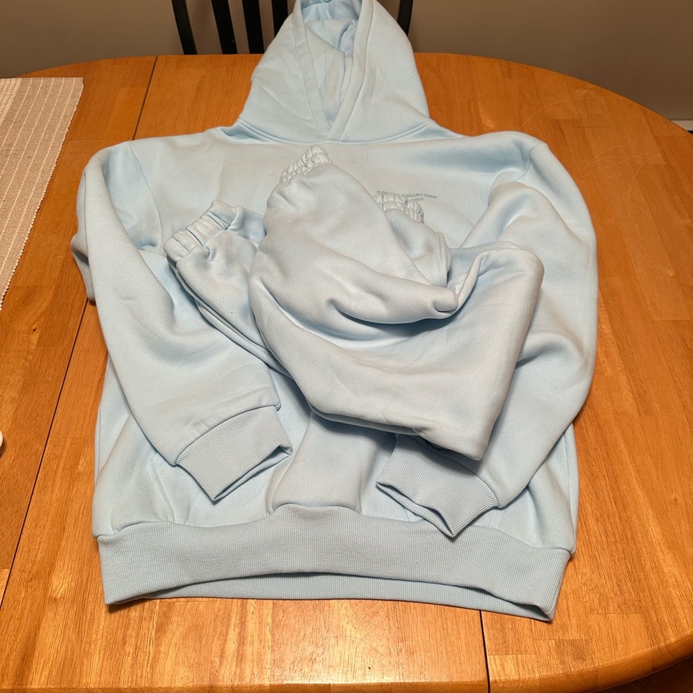 Light Blue Women's Track Joggers & Hoodie Set